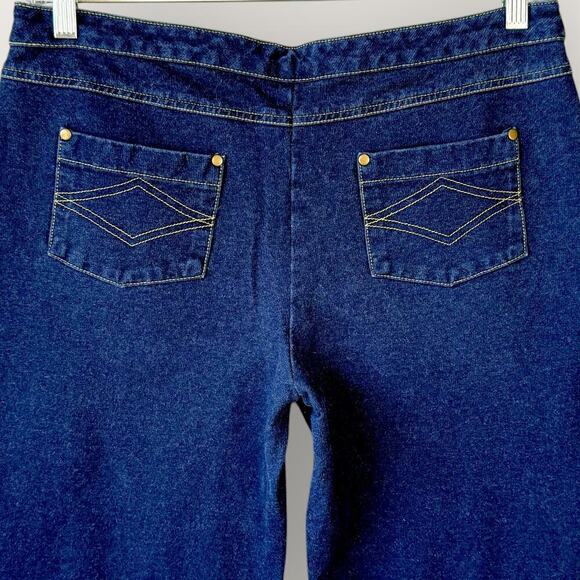 Pajama Jeans Bootcut Mid Rise Terry Stretch Pullon Drawstring Jeans Size L Blue - Picture 8 of 15